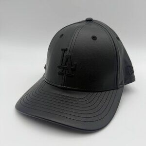 New Era Los Angeles Dodgers 9FORTY Black Faux Leather Adjustable Hat